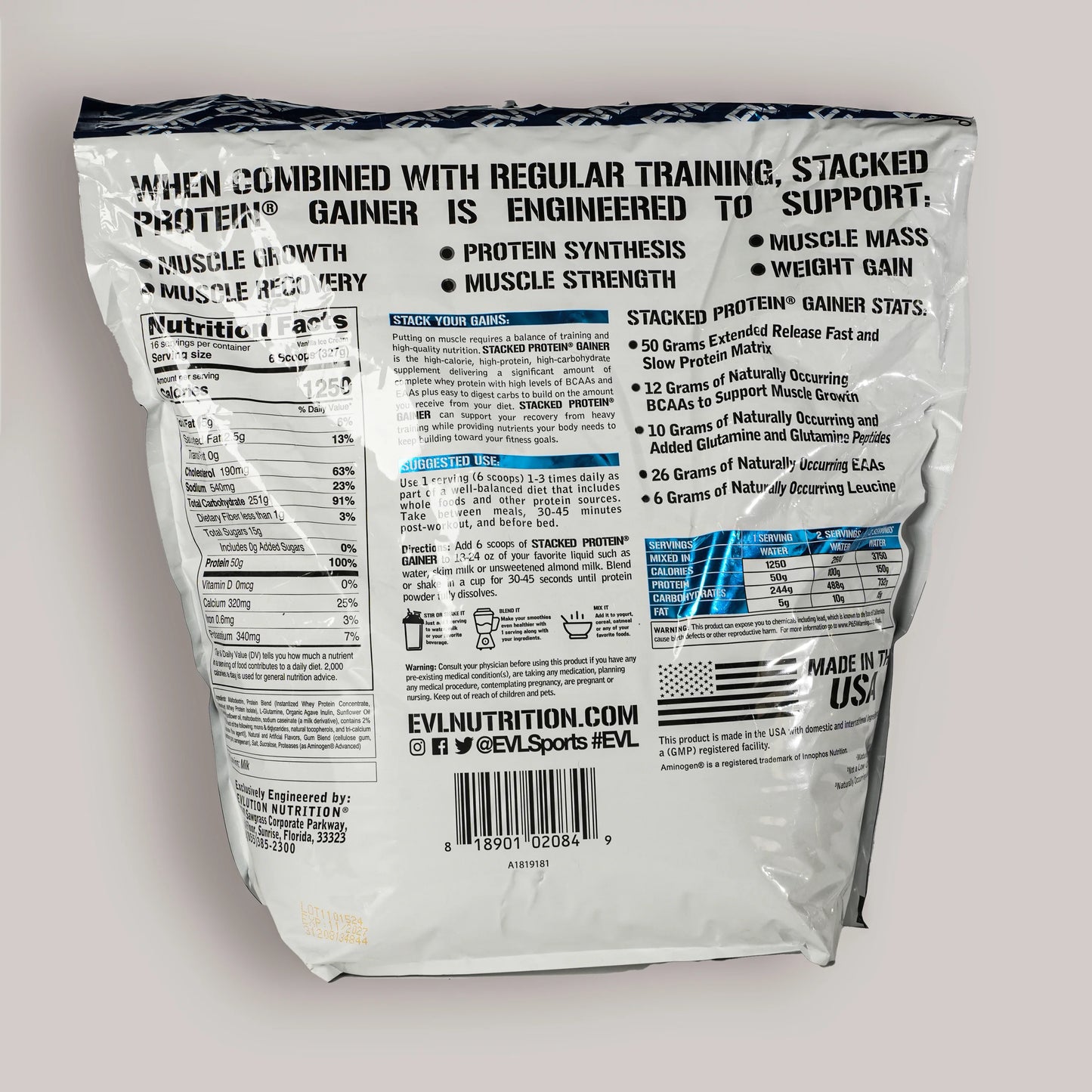 EVL Stacked Protein Gainer (High-Calorie Mass Gainer)