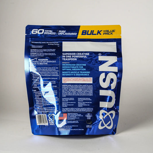 USN Pure Creatine Monohydrate – 300g (60 Servings, Unflavoured)