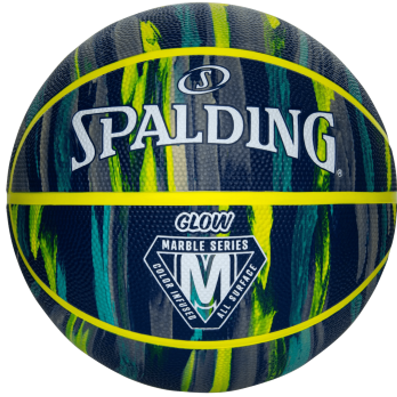 Spalding Marble Series Glow in the Dark Navy/Aqua Green Outdoor Basketball - Size 7
