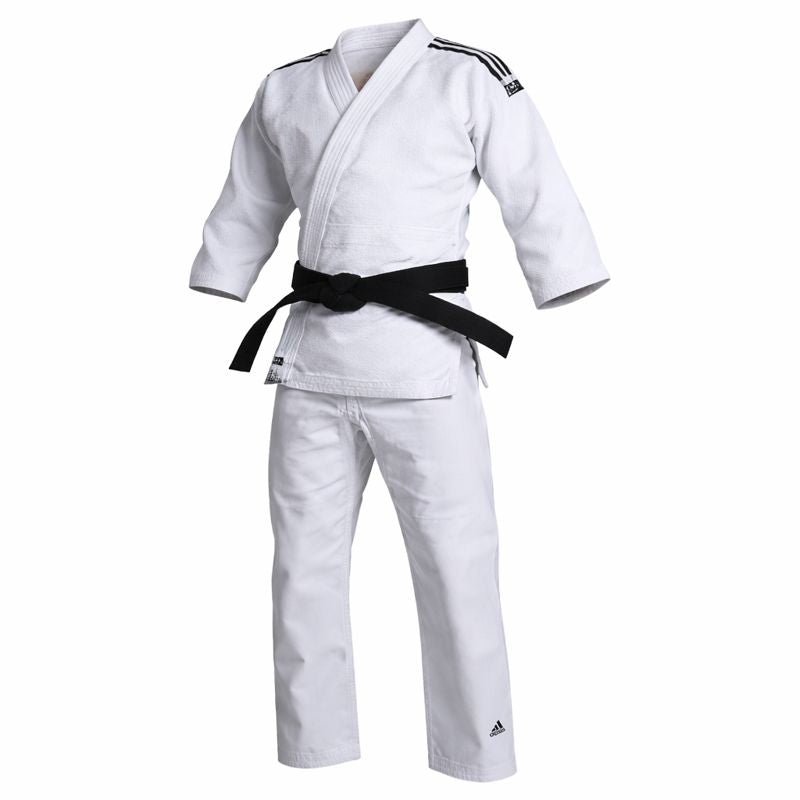 Adidas Judo Uniform Club White with Black Stripes | Training Gi