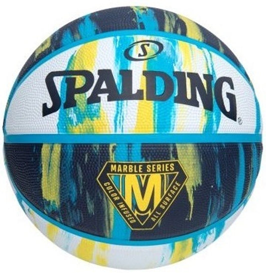 Spalding Marble Navy White Yellow Outdoor Basketball - Size 5