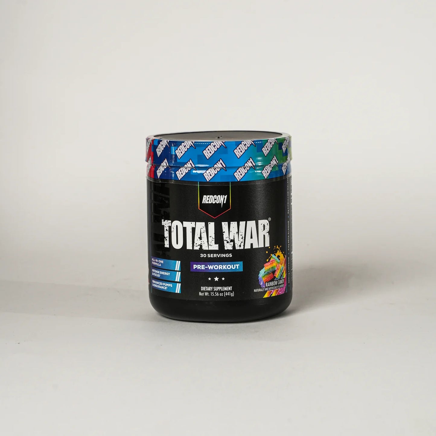 Redcon1 Total War Explosive Pre-Workout (Rainbow Candy, 30 Servings)