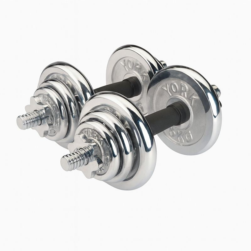 York Fitness 20KG Chrome Dumbbell Set | Adjustable Weights