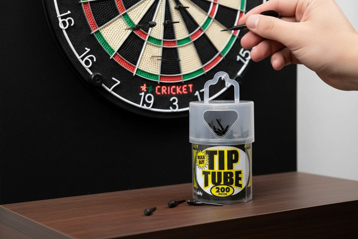 Black tip tube with dartboard setup