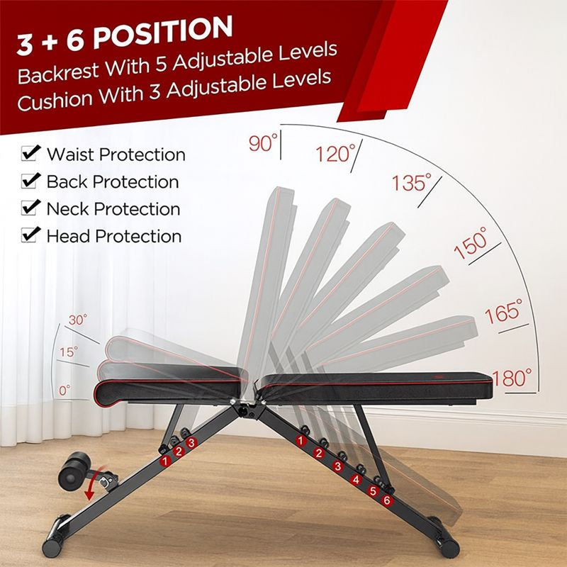 YOLEO Adjustable Weight Bench 200KG Capacity