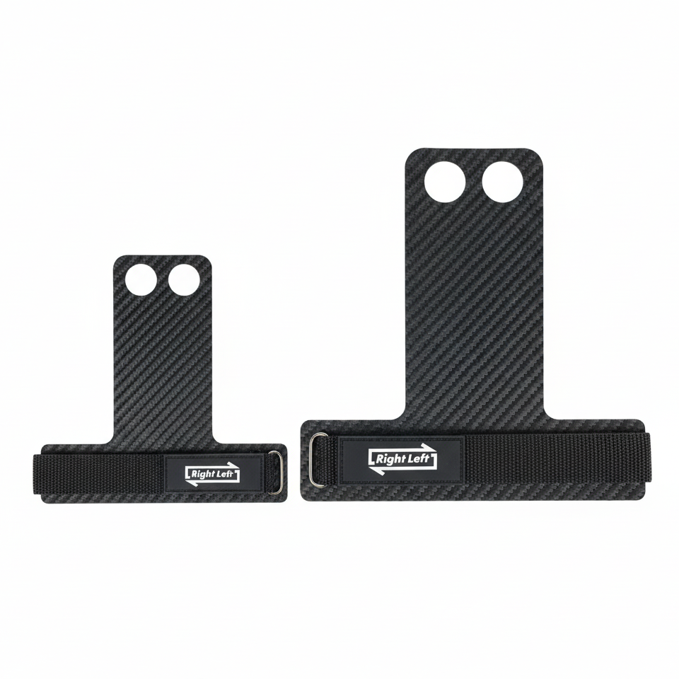 Carbon fiber phone grips on white background