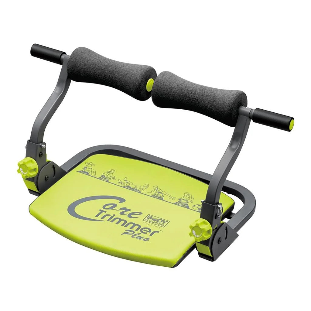 Green and black Core Trimmer Plus exercise device on a white background