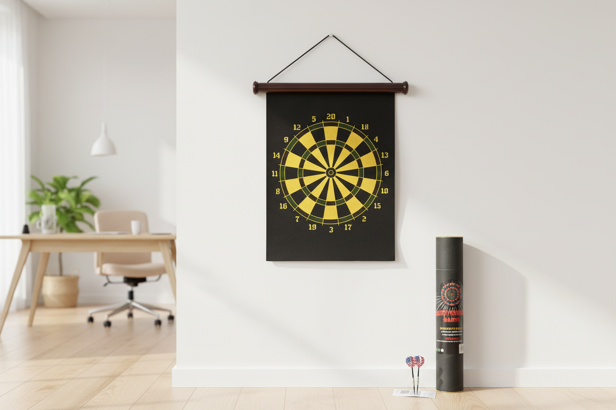 Dartboard mounted on wall