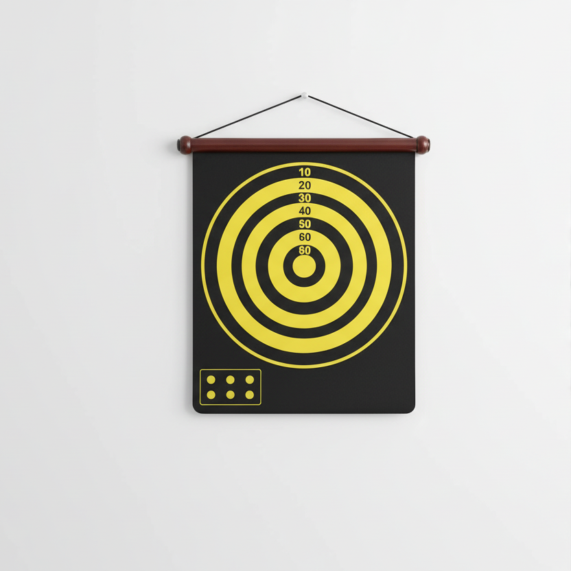 Dartboard mounted on wall