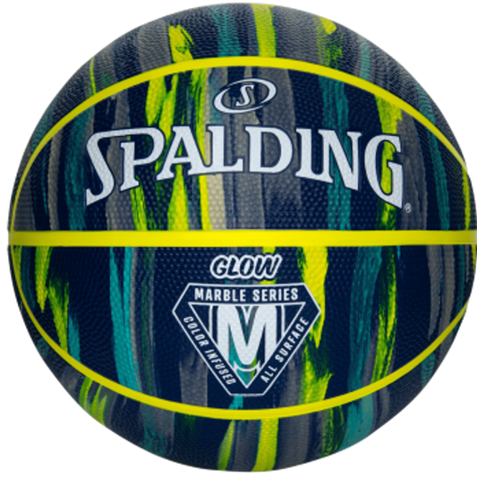 Spalding Marble Series Glow in the Dark Navy/Aqua Green Outdoor Basketball - Size 7