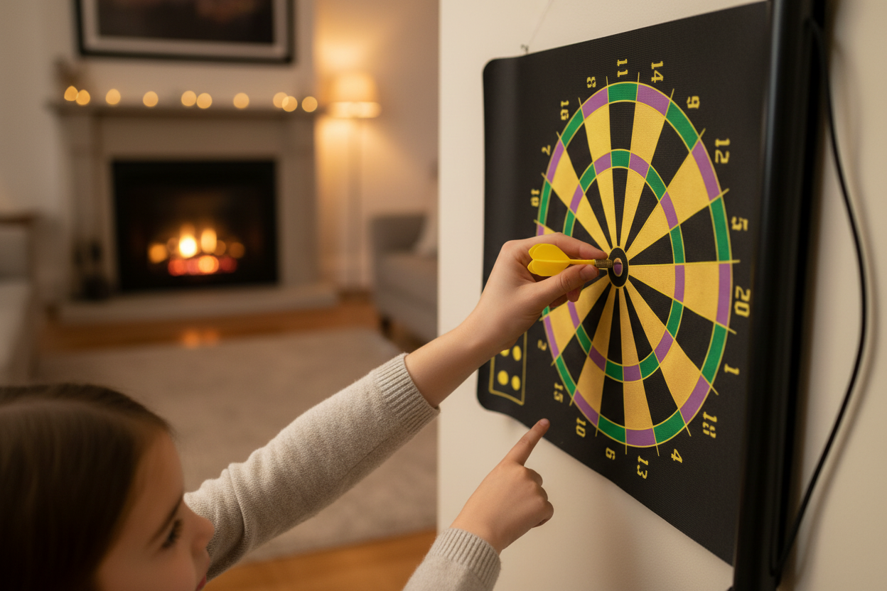 Hands playing with dartboard