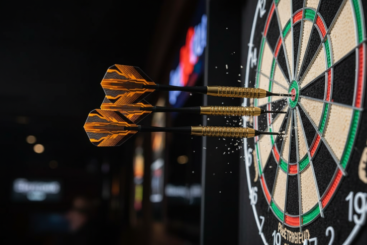 Lifestyle shot - darts on dartboard