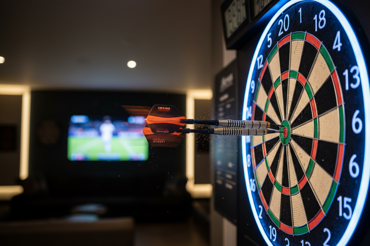 Lifestyle shot - darts on dartboard